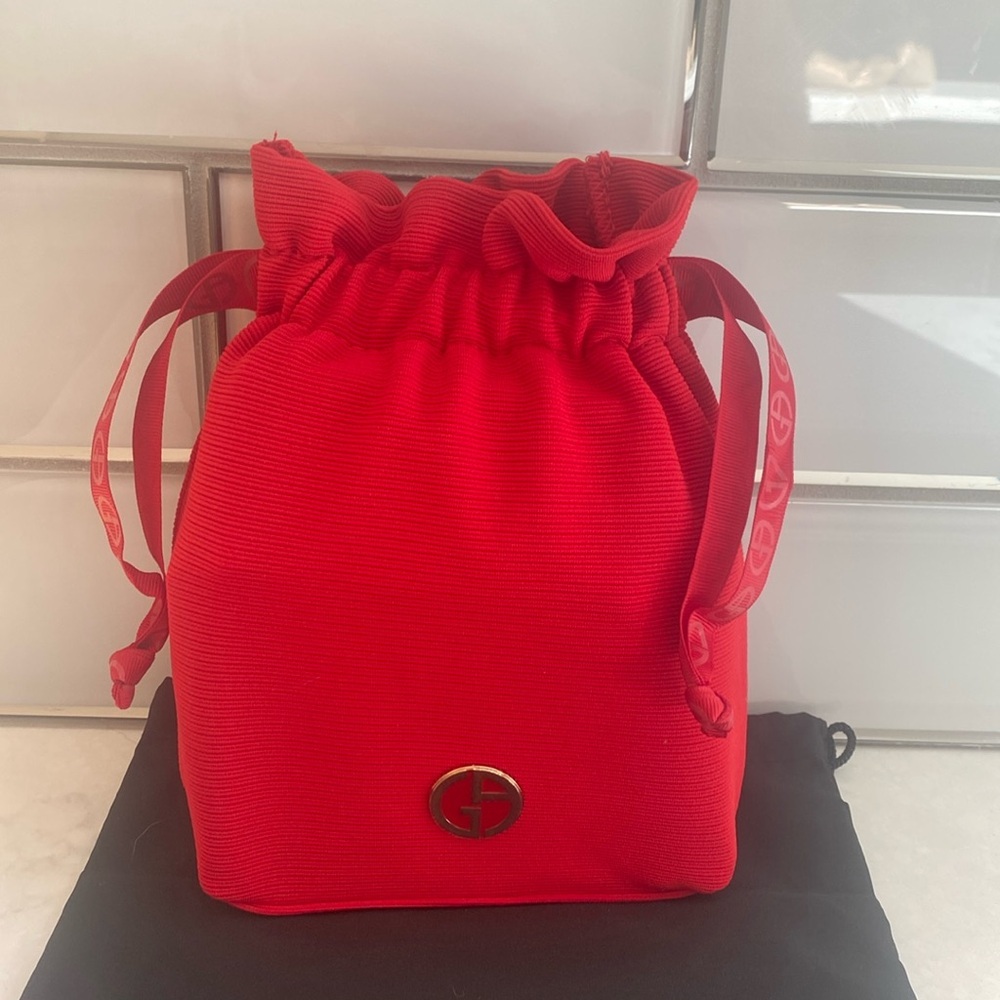 GEORGIO ARMANI NEW RED BEAUTY BAG-WITH BLACK ARMANI DUST BAG. GREAT GIFT…